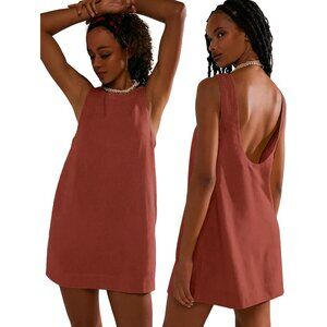 Womens Linen Mini Dress Sleeveless Summer Vacation Casual Beach Dress